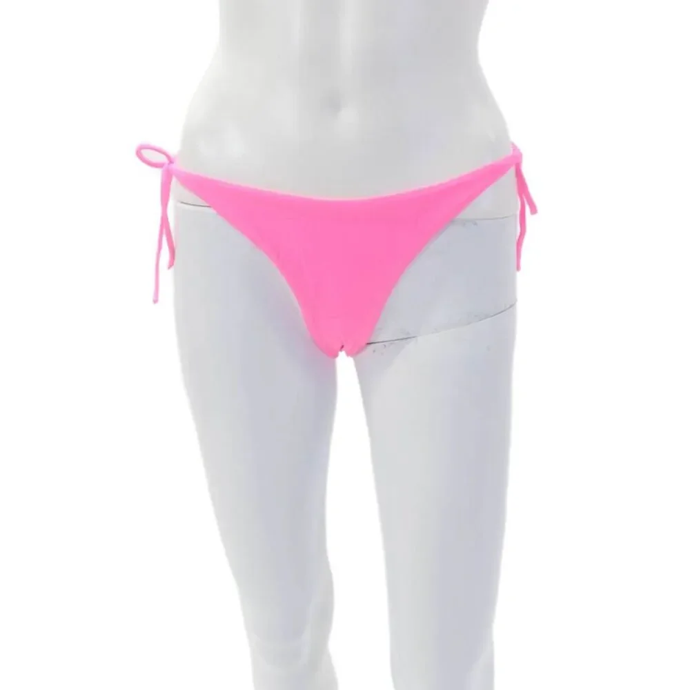 Peixoto Womens Stretch Solid Tie Closure Bikini Bottoms Hot Pink Size S